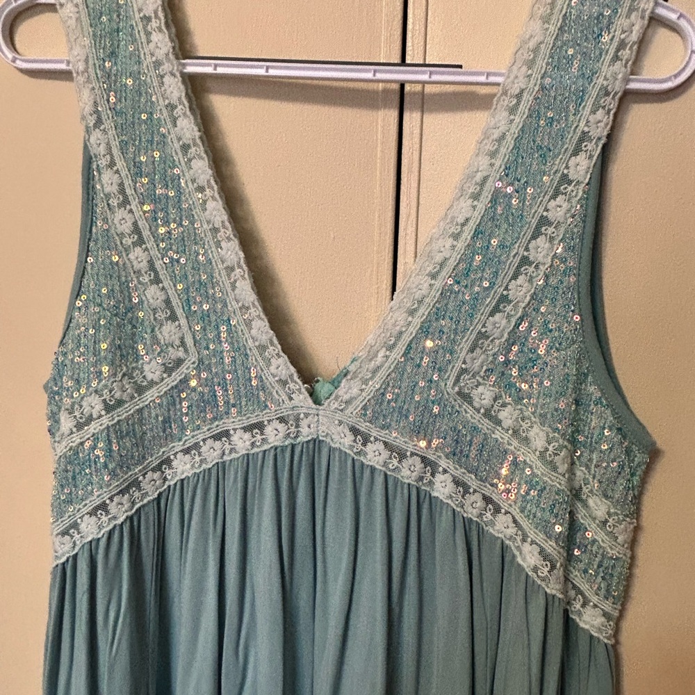 POL Teal Sequin Lace Tank Top - Picture 8 of 16